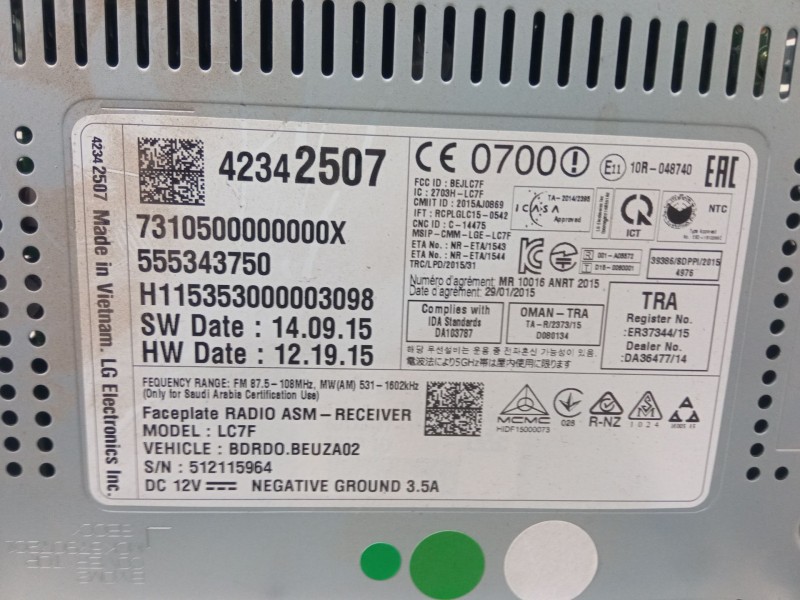 Recambio de radio pantalla para opel corsa e (x15) 1.4 (08, 68) referencia OEM IAM   