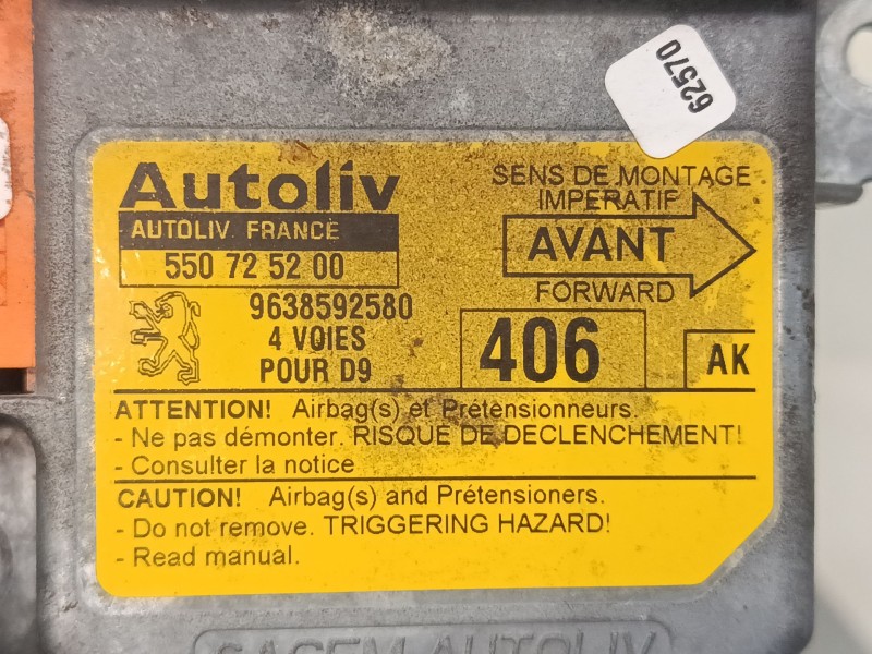 Recambio de centralita airbag para peugeot 406 (8b) 1.8 16v referencia OEM IAM 9638592580 550725200 