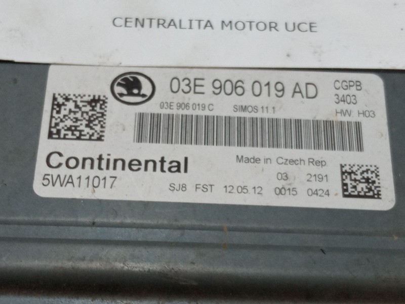 Recambio de centralita motor uce para skoda fabia ii (542) 1.2 12v referencia OEM IAM 03E906019AD  