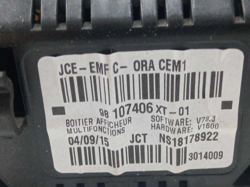 Recambio de pantalla interior reloj para citroën c3 ii (sc_) 1.2 vti 82 referencia OEM IAM 98107406XT  