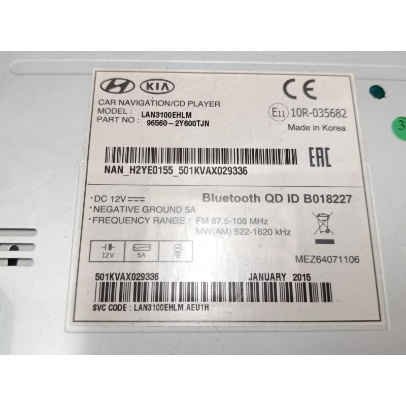 Recambio de pantalla multifuncion para hyundai ix35 (lm, el, elh) 2.0 crdi referencia OEM IAM 965602Y600TJN  