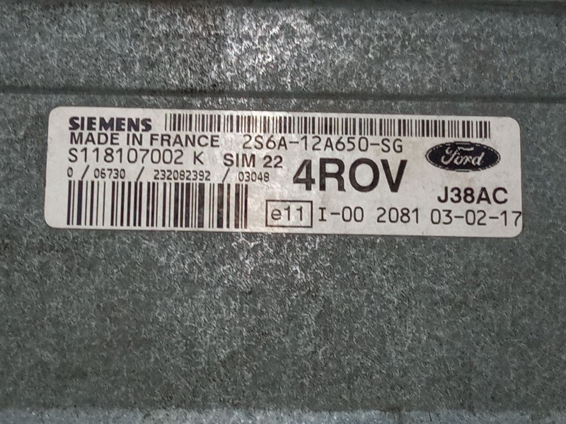 Recambio de centralita motor uce para ford fiesta v (jh_, jd_) 1.4 16v referencia OEM IAM 2S6A12A650SG S118107002K 