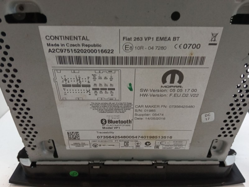 Recambio de radio para fiat doblo autobús (263_) 1.3 d multijet (263axc1a) referencia OEM IAM   