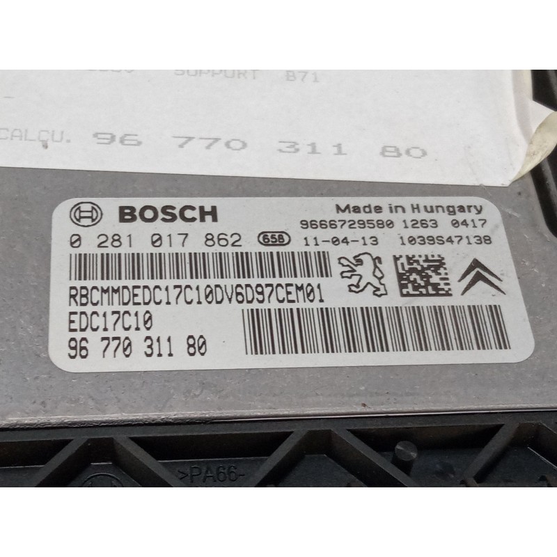 Recambio de centralita motor uce para citroën c4 ii (nc_) 1.6 hdi 90 referencia OEM IAM 9677031180 0281017862 