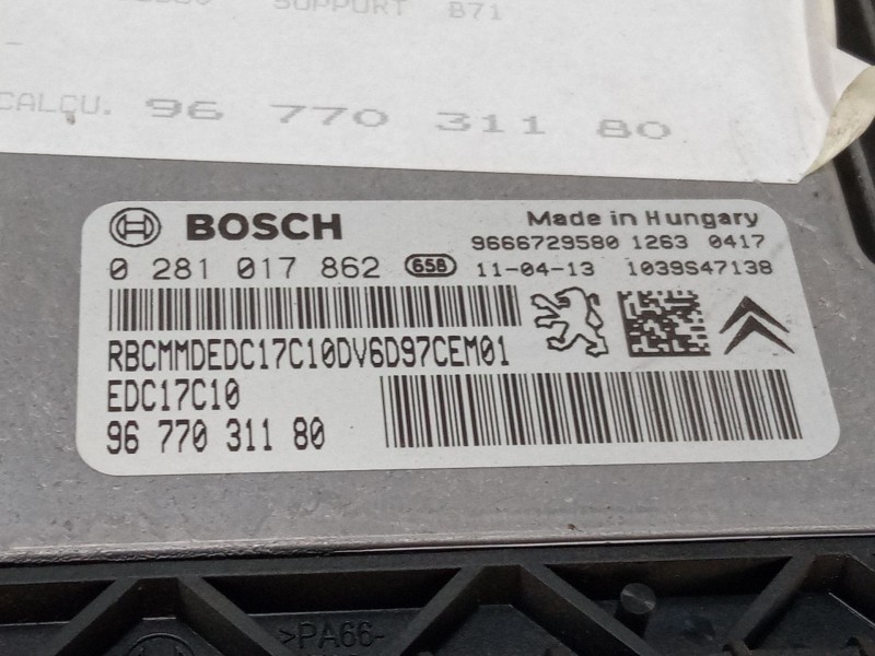 Recambio de centralita motor uce para citroën c4 ii (nc_) 1.6 hdi 90 referencia OEM IAM 9677031180 0281017862 