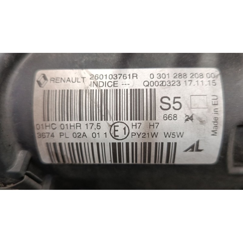 Recambio de faro derecho para renault megane iii hatchback (bz0/1_, b3_) 1.2 tce (bz2b, bz11) referencia OEM IAM 260103761R 0301