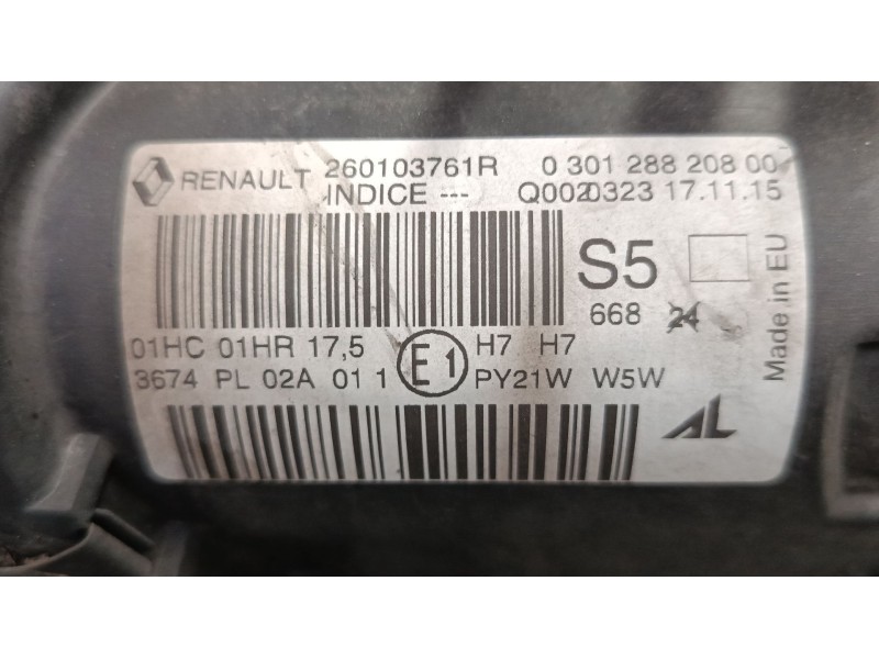 Recambio de faro derecho para renault megane iii hatchback (bz0/1_, b3_) 1.2 tce (bz2b, bz11) referencia OEM IAM 260103761R 0301