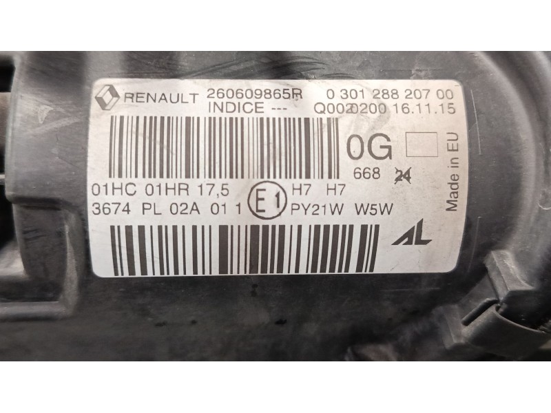 Recambio de faro izquierdo para renault megane iii hatchback (bz0/1_, b3_) 1.2 tce (bz2b, bz11) referencia OEM IAM 260609865R 03