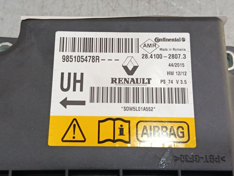 Recambio de centralita airbag para renault megane iii hatchback (bz0/1_, b3_) 1.2 tce (bz2b, bz11) referencia OEM IAM 985105478R