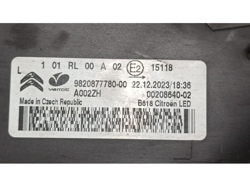 Recambio de faro luz diurna izquierdo para citroën c3 iii (sx) 1.2 vti 82 referencia OEM IAM 9820877780  