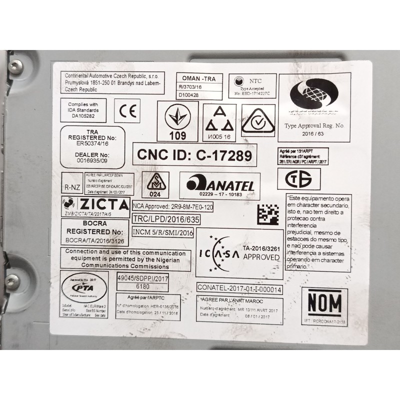Recambio de pantalla multifuncion para citroën c3 iii (sx) 1.2 vti 82 referencia OEM IAM 9821908880 982429858000 98261544XU00
