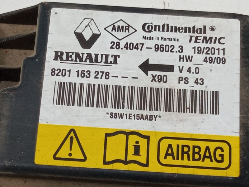 Recambio de centralita airbag para dacia sandero (bs_) 1.6 mpi 85 (bs03) referencia OEM IAM 8201163278  