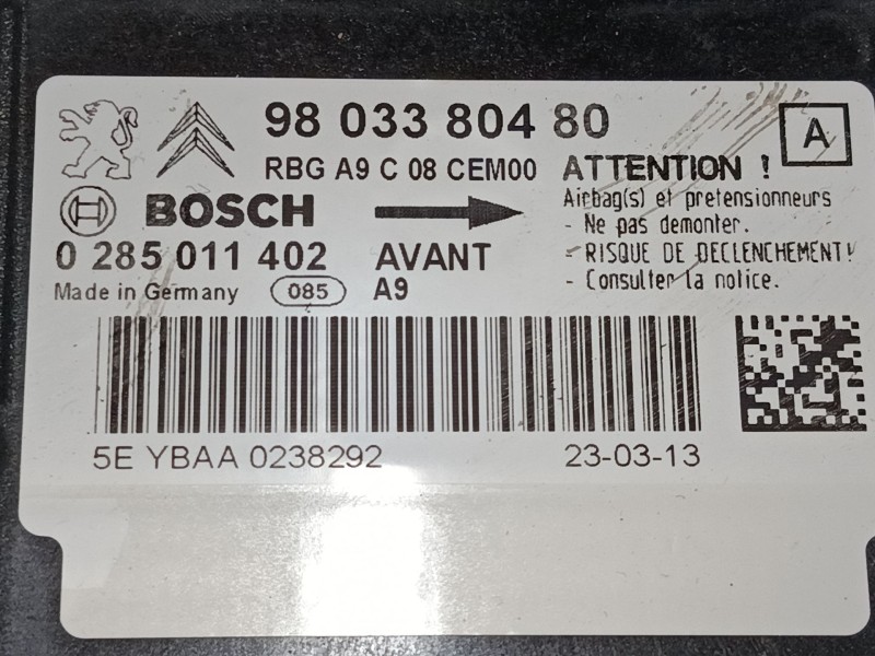 Recambio de centralita airbag para peugeot 208 i (ca_, cc_) 1.2 vti 82 referencia OEM IAM 9803380480  