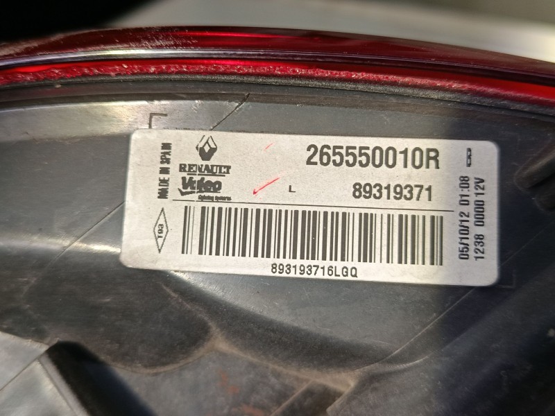 Recambio de piloto trasero izquierdo para renault megane iii grandtour (kz0/1) 1.2 tce (kz2b, kz11) referencia OEM IAM 265550010