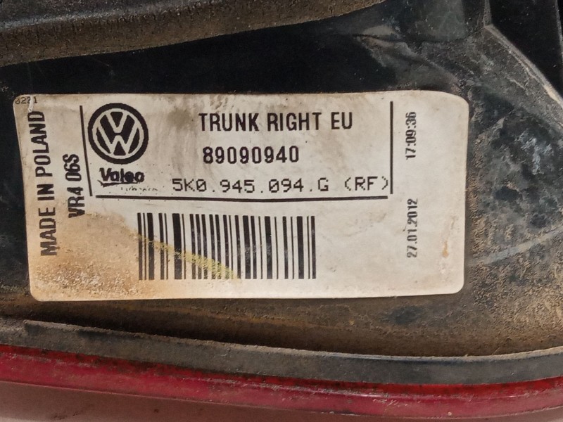 Recambio de piloto trasero porton derecho para volkswagen golf vi (5k1) 1.2 tsi referencia OEM IAM 5K0945094G  