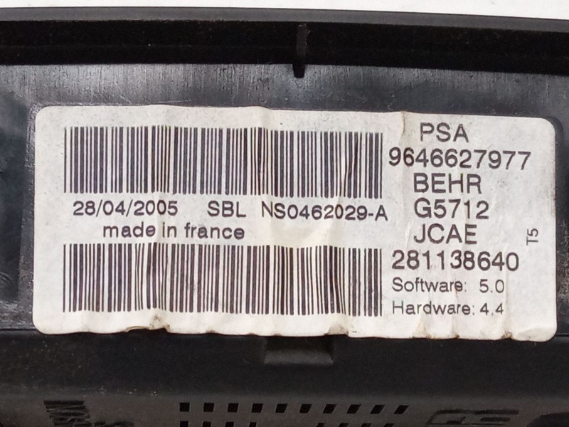 Recambio de mando climatizador para peugeot 307 (3a/c) 1.4 16v referencia OEM IAM 9646627977  