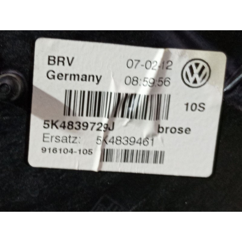 Recambio de elevalunas electrico trasero izquierdo para volkswagen golf vi (5k1) 1.2 tsi referencia OEM IAM 5K0959703D 5k4839729