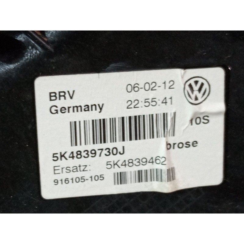 Recambio de elevalunas electrico trasero derecho para volkswagen golf vi (5k1) 1.2 tsi referencia OEM IAM 5k4839730J 5K0959704D 