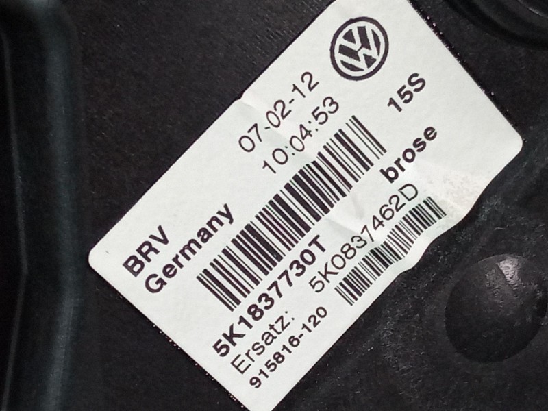 Recambio de elevalunas electrico delantero derecho para volkswagen golf vi (5k1) 1.2 tsi referencia OEM IAM 5K0959792 5k1837730T