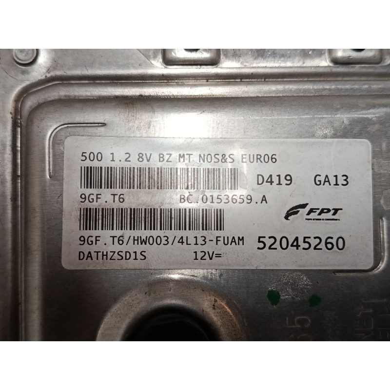 Recambio de centralita motor uce para fiat 500 (312_) 1.2 (312axa1a) referencia OEM IAM 52045260 9GFT6 BC0153659A