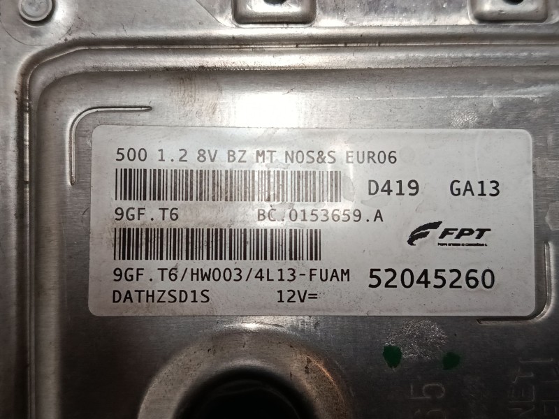 Recambio de centralita motor uce para fiat 500 (312_) 1.2 (312axa1a) referencia OEM IAM 52045260 9GFT6 BC0153659A