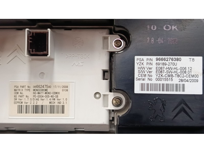 Recambio de cuadro instrumentos para peugeot 3008 i monospace (0u_) 2.0 hdi 150 / bluehdi 150 referencia OEM IAM 9666247580 9666