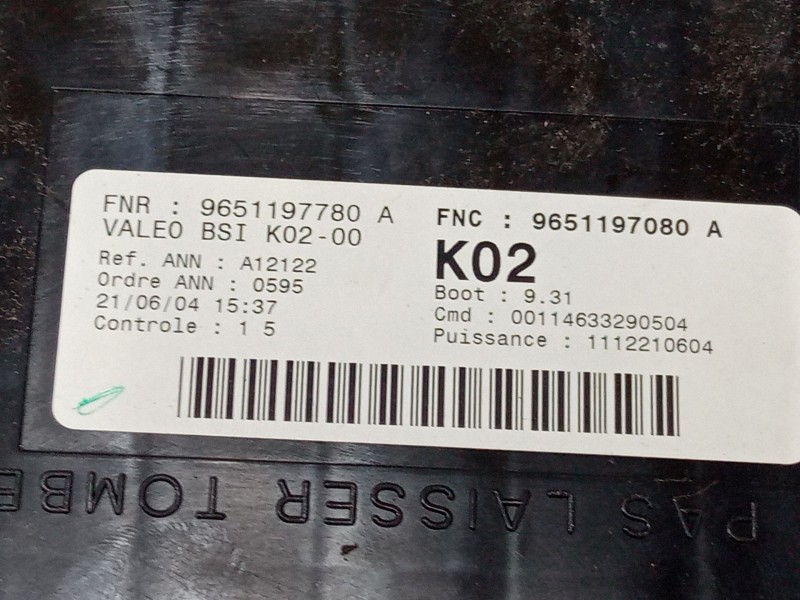 Recambio de bsi para peugeot 307 (3a/c) 1.4 16v referencia OEM IAM 9651197780A BSI K02-00 