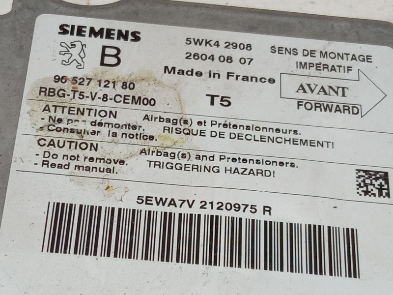 Recambio de centralita airbag para peugeot 307 (3a/c) 1.4 16v referencia OEM IAM 9652712180  