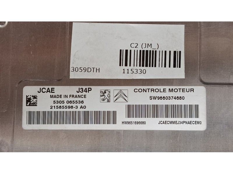 Recambio de centralita motor uce para citroën c2 (jm_) 1.4 referencia OEM IAM 9660374680 9651696680 21585598-3 , A0 J34P.