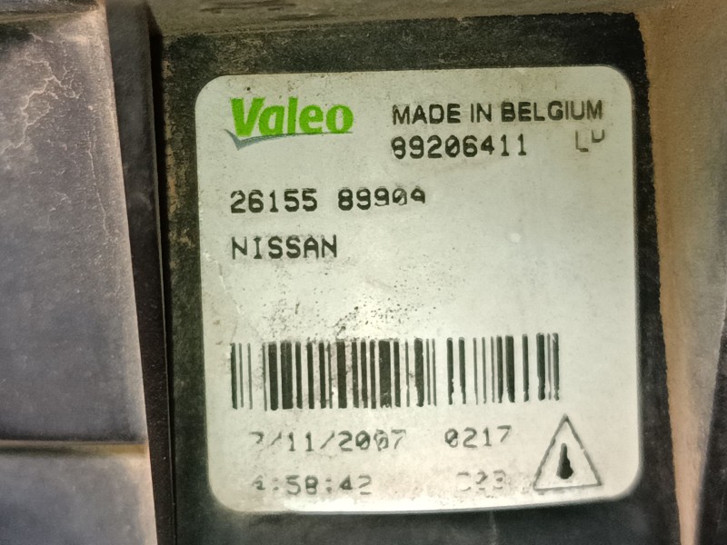 Recambio de faro antiniebla izquierdo para nissan qashqai i (j10, nj10) 1.5 dci referencia OEM IAM 89206411  