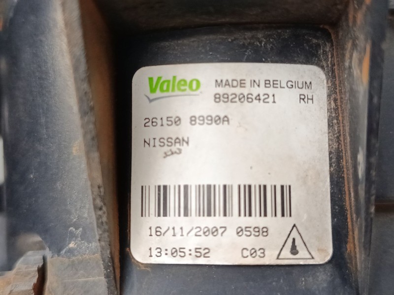 Recambio de faro antiniebla derecho para nissan qashqai i (j10, nj10) 1.5 dci referencia OEM IAM 89206421  