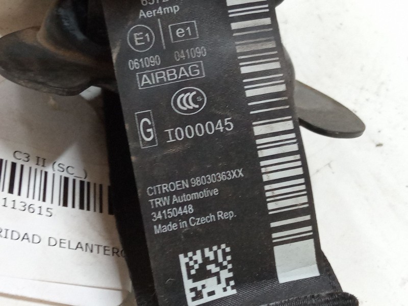 Recambio de cinturon seguridad delantero izquierdo para citroën c3 ii (sc_) 1.0 vti 68 referencia OEM IAM   