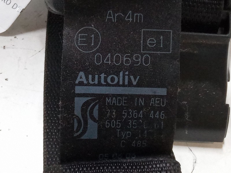 Recambio de cinturon seguridad trasero derecho para fiat grande punto (199_) 1.4 16v (199bxg1b, 199axg1b) referencia OEM IAM   