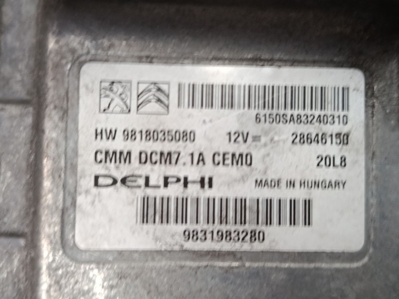 Recambio de centralita motor uce para citroën grand c4 spacetourer (3a_, 3e_) 2.0 bluehdi 160 referencia OEM IAM 9831983280 2864