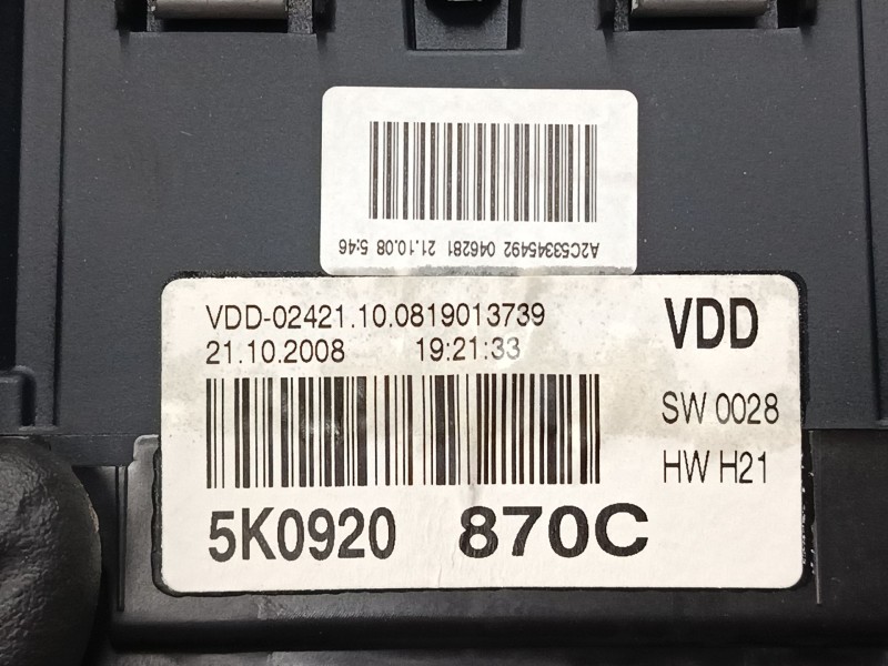 Recambio de cuadro instrumentos para volkswagen golf vi (5k1) 2.0 gti referencia OEM IAM A2C53310327  