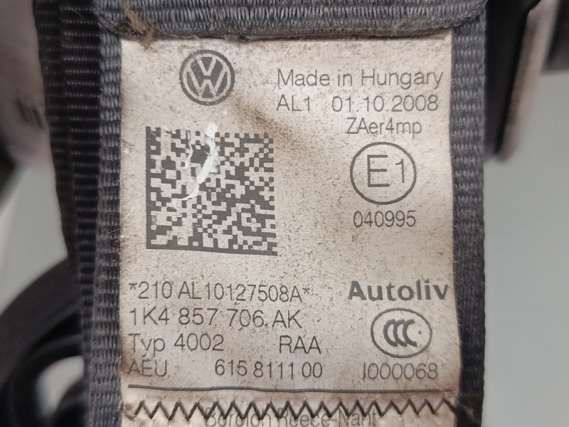 Recambio de cinturon seguridad delantero derecho para volkswagen golf vi (5k1) 2.0 gti referencia OEM IAM 1K4857706AK  