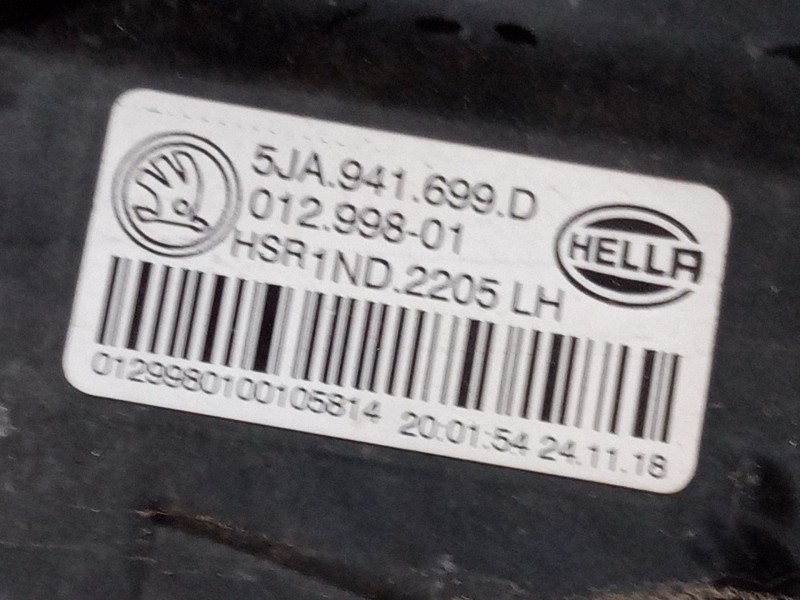 Recambio de faro antiniebla izquierdo para skoda rapid spaceback (nh1) 1.0 tsi referencia OEM IAM   