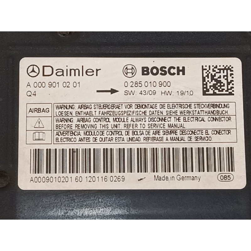 Recambio de centralita airbag para mercedes-benz vito / mixto furgoneta (w639) 110 cdi (639.601, 639.603, 639.605) referencia OE
