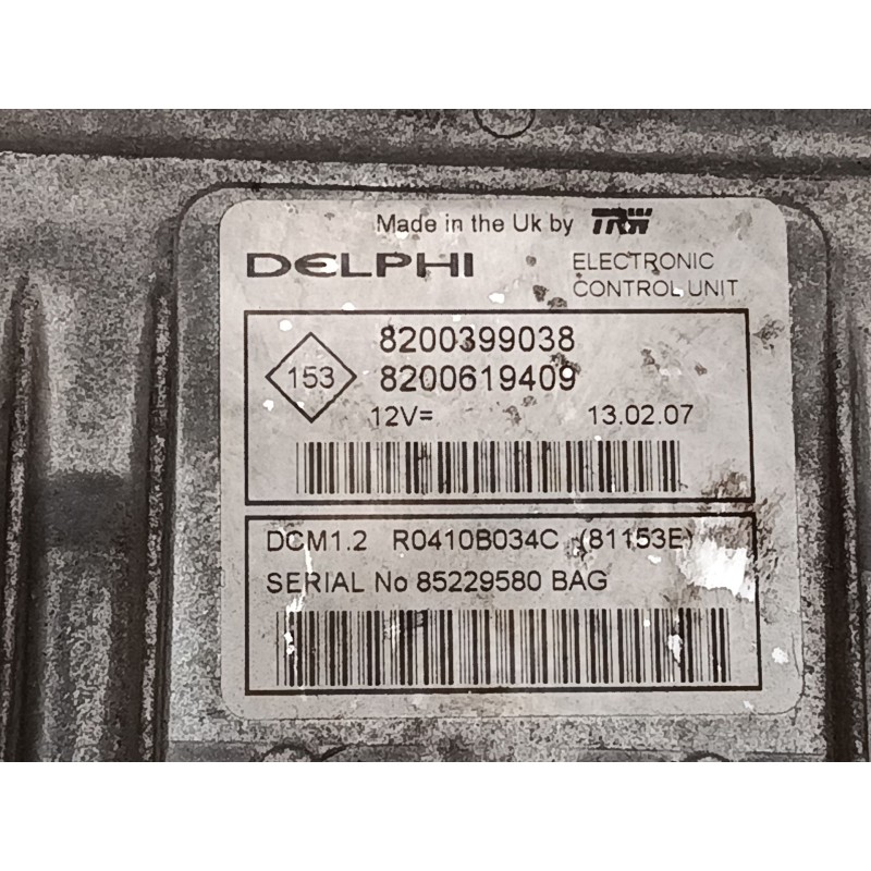 Recambio de centralita motor uce para renault clio iii (br0/1, cr0/1) 1.5 dci (c/br0g, c/br1g) referencia OEM IAM 8200399038 820