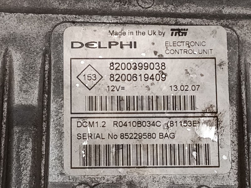 Recambio de centralita motor uce para renault clio iii (br0/1, cr0/1) 1.5 dci (c/br0g, c/br1g) referencia OEM IAM 8200399038 820