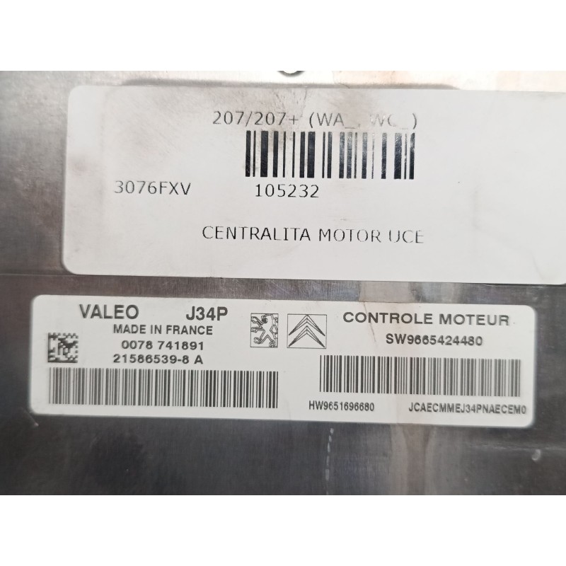 Recambio de centralita motor uce para peugeot 207/207+ (wa_, wc_) 1.4 referencia OEM IAM 9665424480 215865398A 9651696680