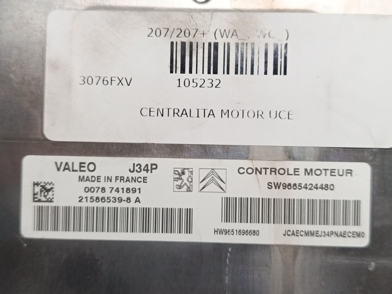 Recambio de centralita motor uce para peugeot 207/207+ (wa_, wc_) 1.4 referencia OEM IAM 9665424480 215865398A 9651696680