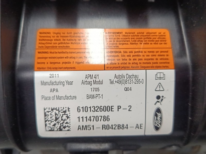 Recambio de airbag salpicadero para ford c-max ii (dxa/cb7, dxa/ceu) 1.0 ecoboost referencia OEM IAM 610132600E  