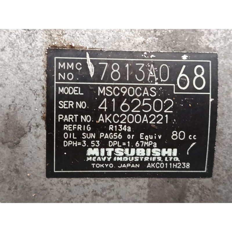 Recambio de compresor a/a para mitsubishi outlander ii (cw_w) 2.0 di-d (cw8w) referencia OEM IAM 7813A068 MSC90CAS AKC200A221