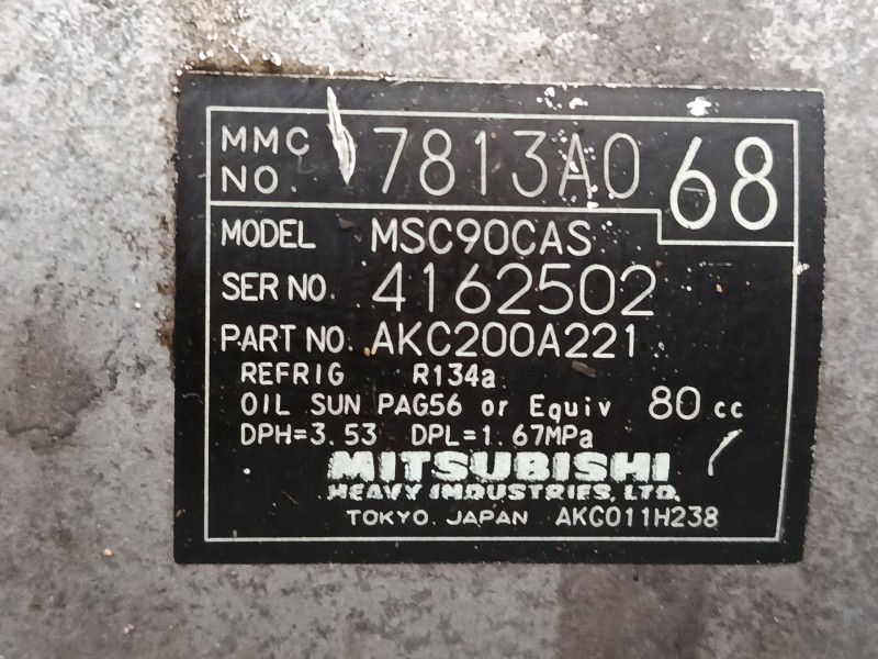 Recambio de compresor a/a para mitsubishi outlander ii (cw_w) 2.0 di-d (cw8w) referencia OEM IAM 7813A068 MSC90CAS AKC200A221
