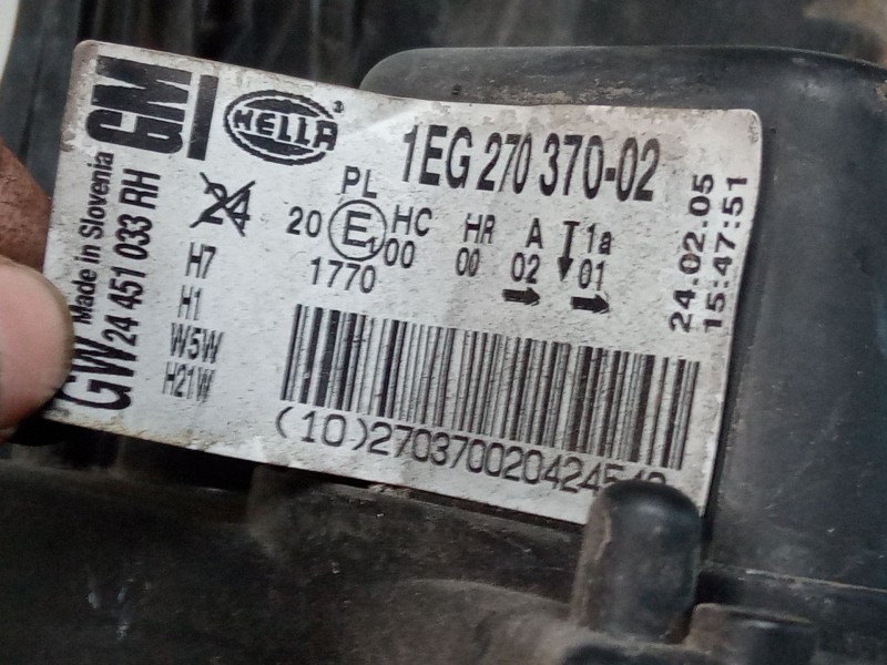 Recambio de faro derecho para opel astra h station wagon (a04) 1.7 cdti (l35) referencia OEM IAM 1EG27037002  