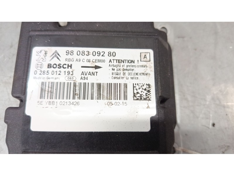Recambio de centralita airbag para peugeot 2008 i (cu_) 1.6 hdi referencia OEM IAM 9808309280  
