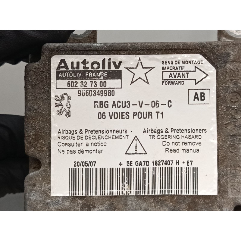 Recambio de centralita airbag para peugeot 206 hatchback (2a/c) 1.4 hdi eco 70 referencia OEM IAM 9660349980  