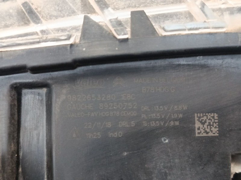 Recambio de faro luz diurna izquierdo para citroën grand c4 spacetourer (3a_, 3e_) 2.0 bluehdi 160 referencia OEM IAM 9822653280