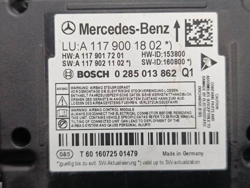 Recambio de centralita airbag para mercedes-benz clase a (w176) a 220 d (176.003) referencia OEM IAM A1179001802  